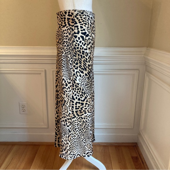 ZARA Leopard Cheetah Animal Print Satin Slip Midi Skirt - Picture 2 of 8